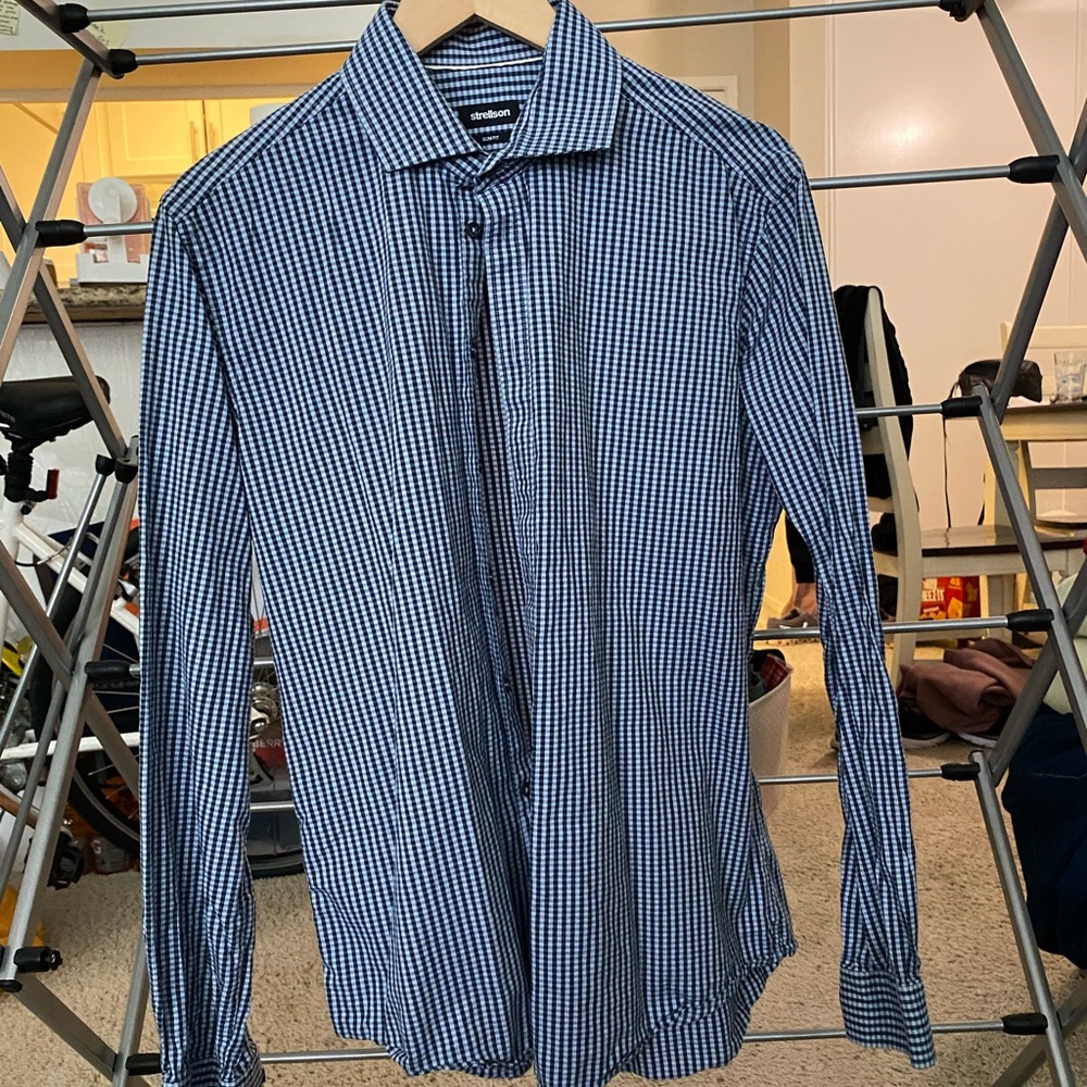 Blue and White Strellson Button Down Shirt